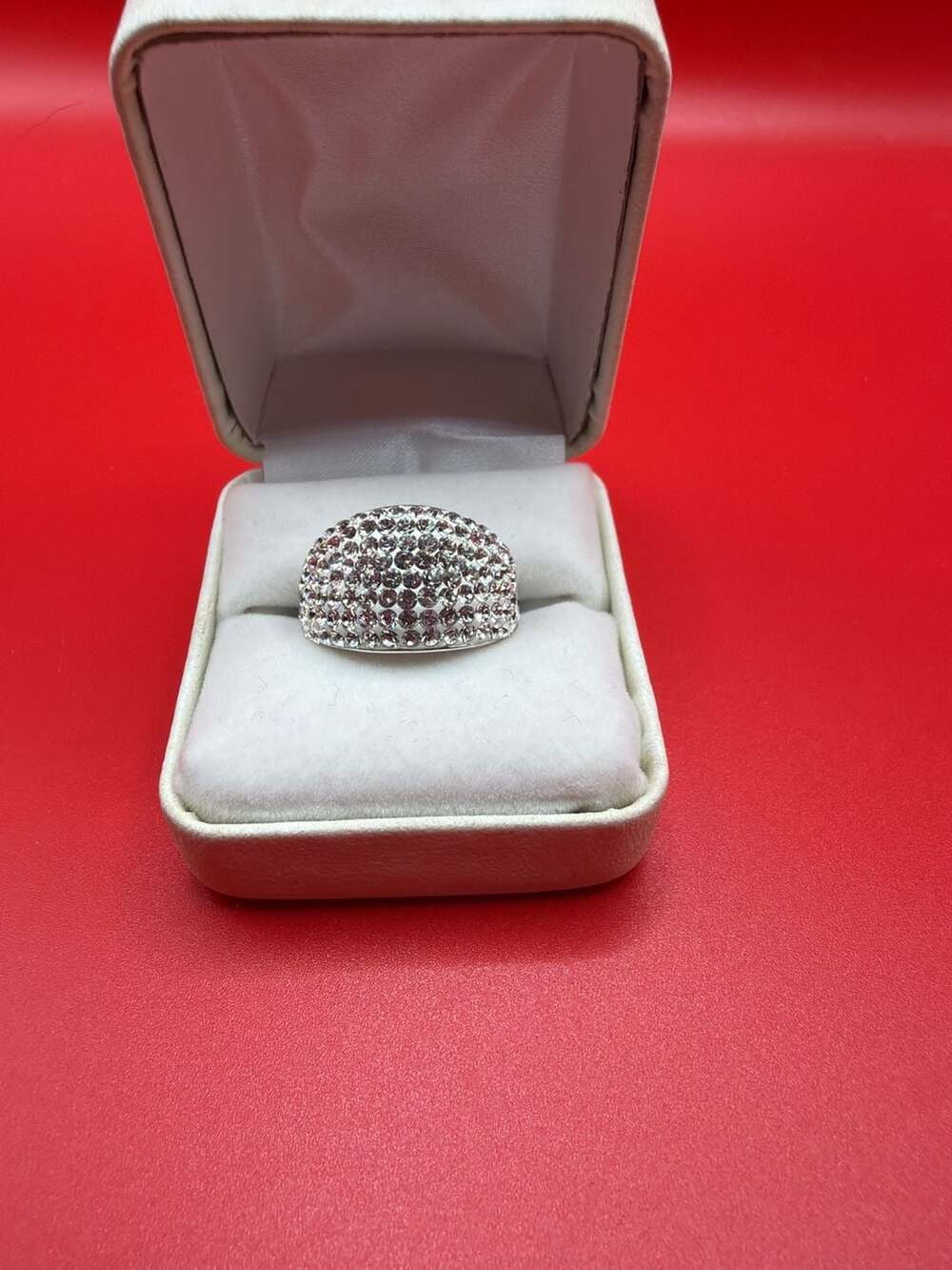 925 Sterling Silver Pavé Crystal Signed AU Statement Bombé Solid Undergallery